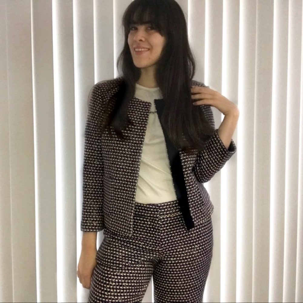 J. Crew navy tweed blazer & pant suit